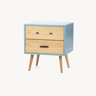 Wood Bedside Table in Dark Matte BLue Colour